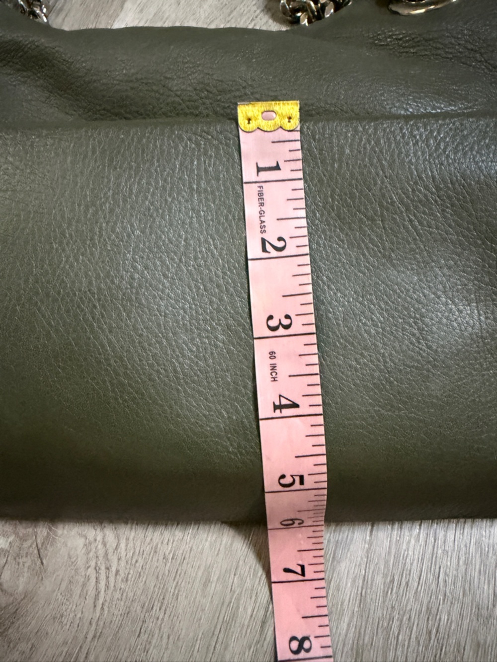 Valentino Olive Green Leather Shoulder Bag with Gold Chain Strap - Picture 7 of 12